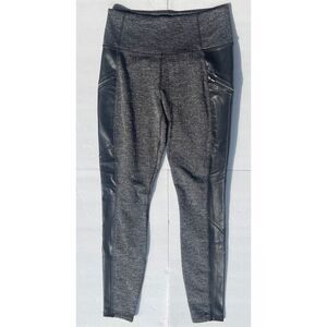 Athleta Black‎ Slim Fit Faux Leather And Cotton Pants Size Small